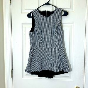 White House Black Market Checked Peplum Top Size 6 Medium